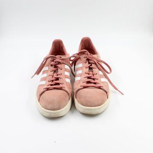 Adidas Women’s Pink and White Stripe Campus Sneakers US 6.5
